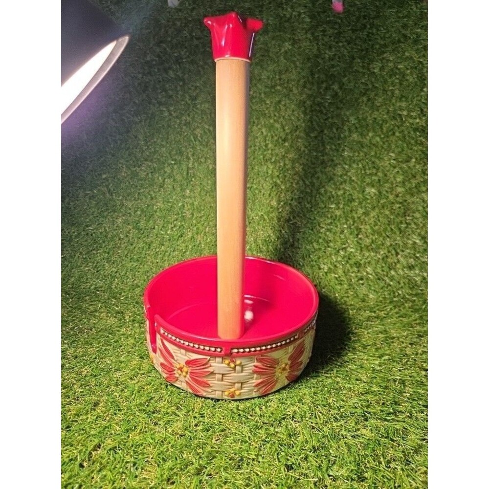 Temp-tations by Tara basket weaving with floral Red Paper Towel Holder